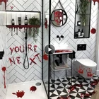 Наклейки ужасная шутка на Хэллоуин, кровавые следы, Череп, окно, пол, наклейки на стену, дверь, татуировки, украшения вечерние