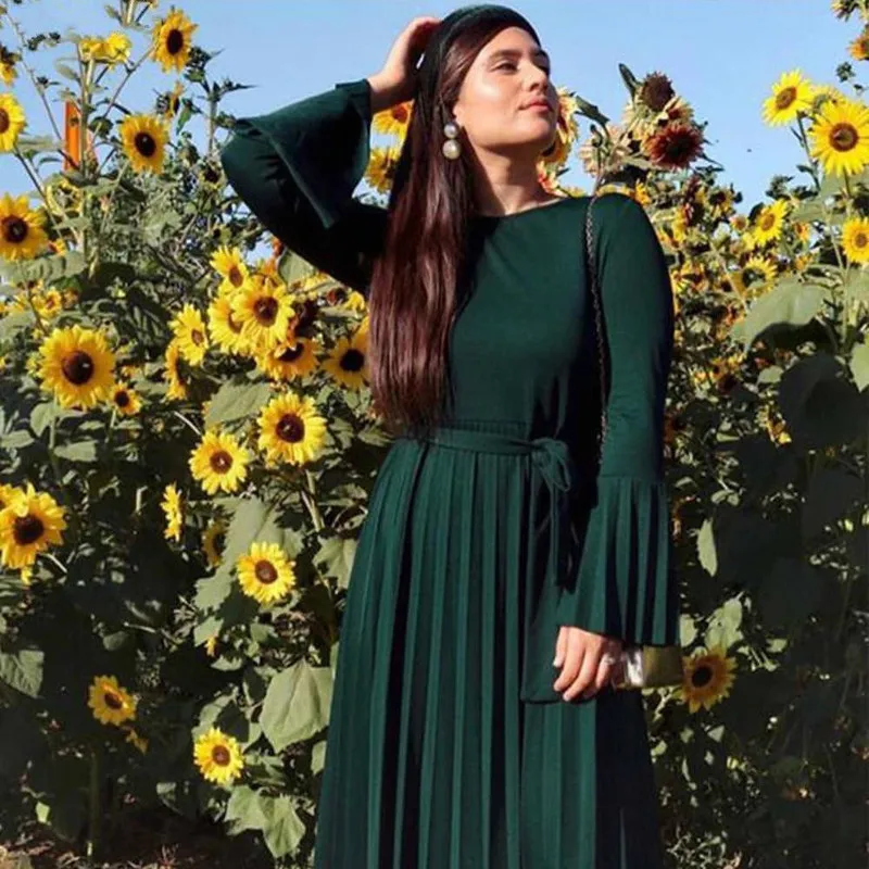Вязаное Плиссированное мусульманское платье Abaya Дубай 2020 Рамадан абайя кафтан