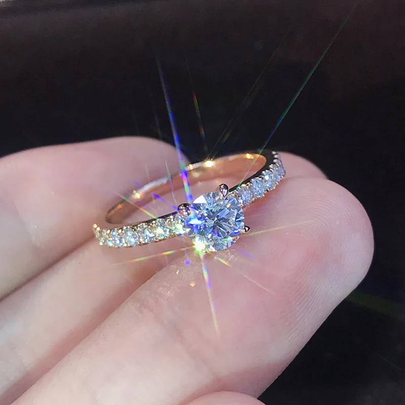 

Minimalist Jewelry Luxury Sparking Zircon Stone Finger Ring Gold Filled Small Rings for Women Romantic Wedding Engagement Ring