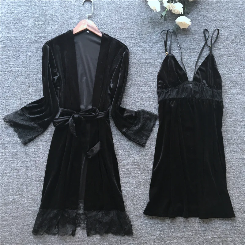 Новая модная зимняя теплая пижама из плотного бархата Женский комплект двух