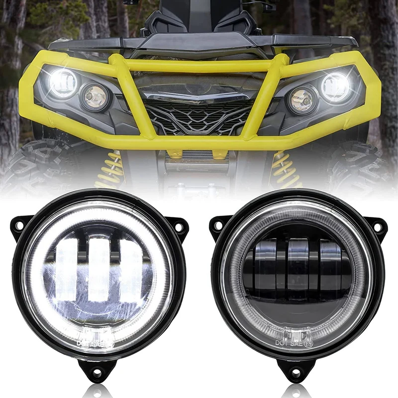 LED Low Beam Headlights with Halo Ring DRL for Can-Am Outlander 500 650 800 850 1000 XMR STD XT XT-P 2012-2021(2PCS)