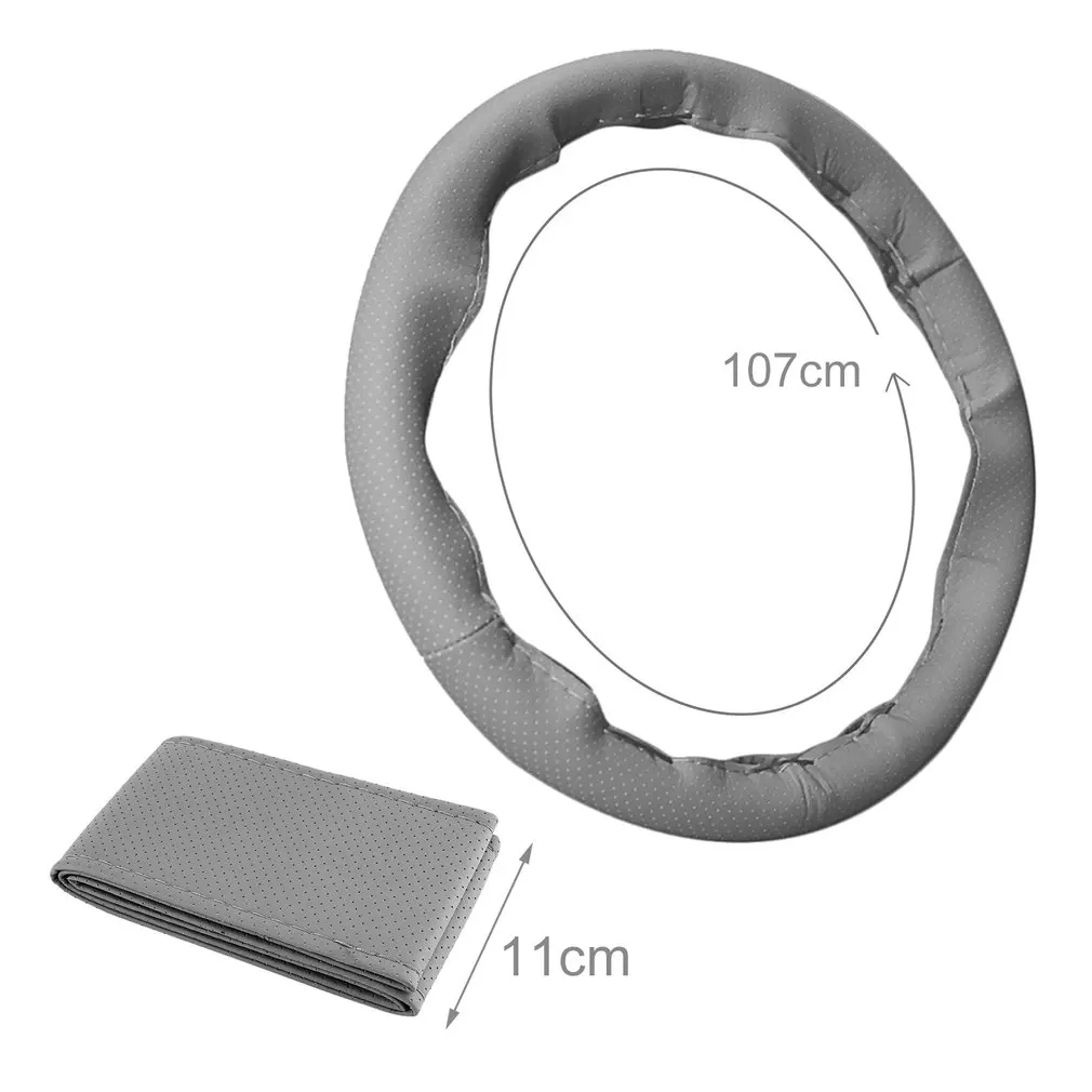 

Braid On Steering Wheel Car Steering Wheel Cover With Needles and Thread Artificial leather Diameter 38cm Steering cover couvre
