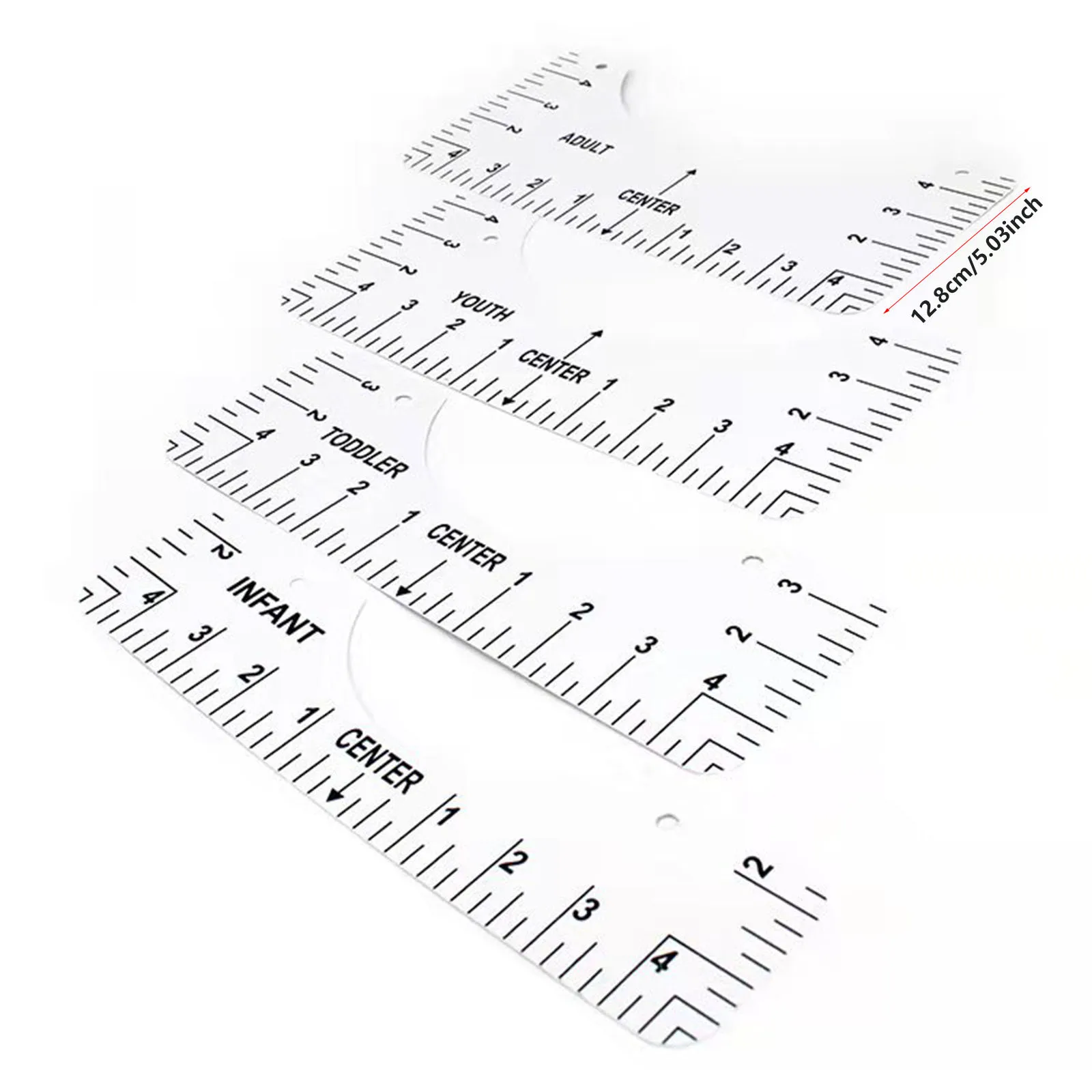 

Центр линейка ремесленных инструментов из ПВХ для модные футболки Разработанный DIY с Размеры таблицей для младенцев + для детей ясельного возраста + Молодежные + 4 шт.