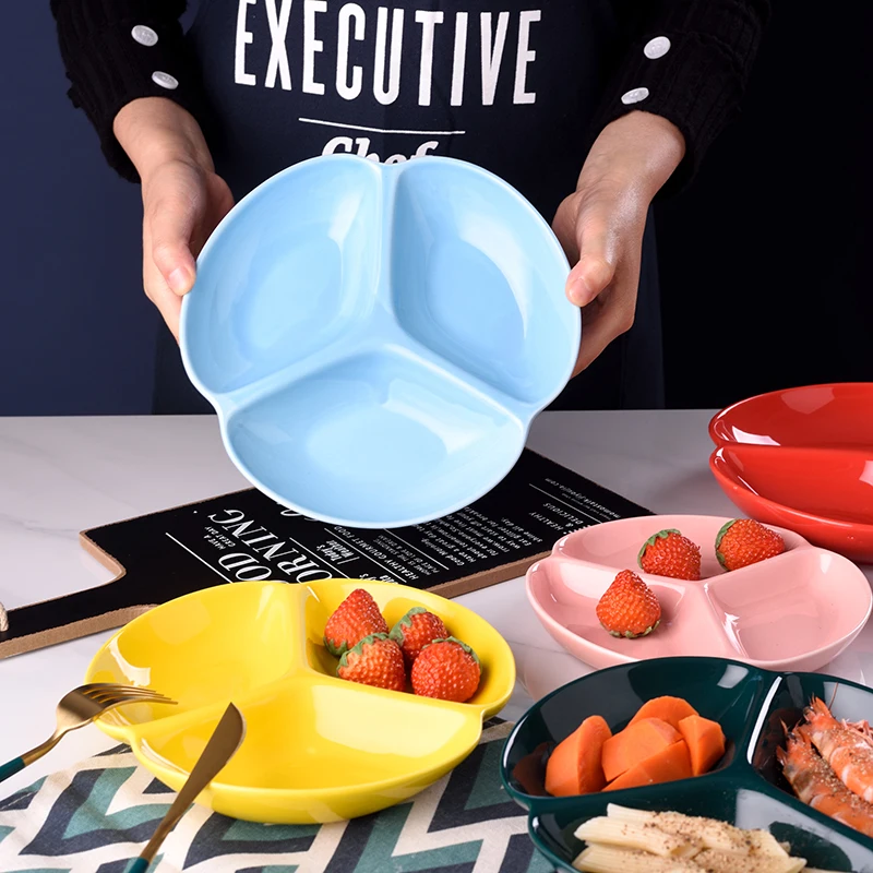 

（10 Inch）Ceramics Compartment Plate Serving Platter Wedding Birthday Fruit Nut Plate Kitchen Utensils