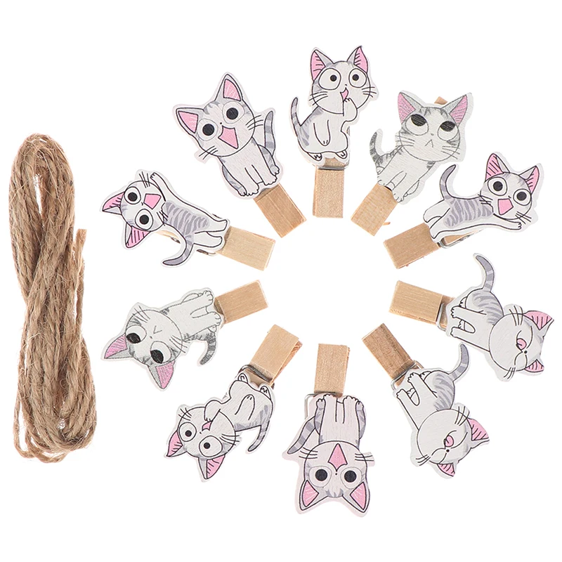 10 шт./лот милый кавайный Кот деревянный зажим фото бумажная прищепка Сделай Сам