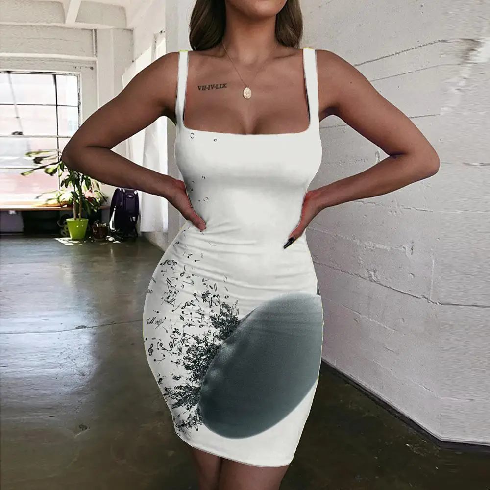 

Giyu Music Dress Women Retro Ladies Dresses Note Vestido Sexy Harajuku 3d Print Womens Clothing Summer Beach Boho Femme