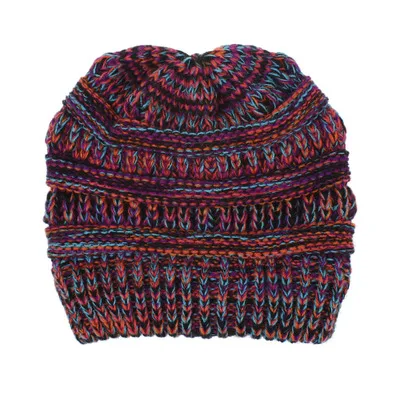 Женская зимняя шапка Skullies Beanies, вязаная шапка с ушками, теплая, конский хвост, толстая шерсть, грязные модные аксессуары, Outdoor-XMC-W6 - Цвет: 2