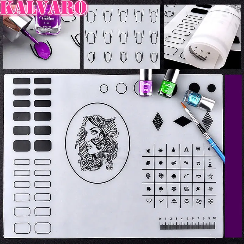 1 лист силиконовых шаблонов для дизайна ногтей коврик стемпинга 40 5 см * 30 складной