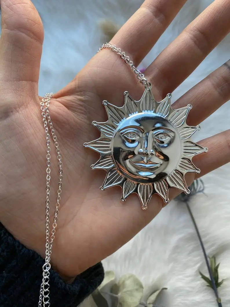 Большая искусственная кожа ожерелье с изображением солнца небесные украшения