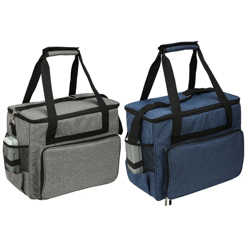 

2X Sewing Machine Storage Bags Tote Multi-Functional Portable Travel Home Organizer Sewing Machine Gray & Blue