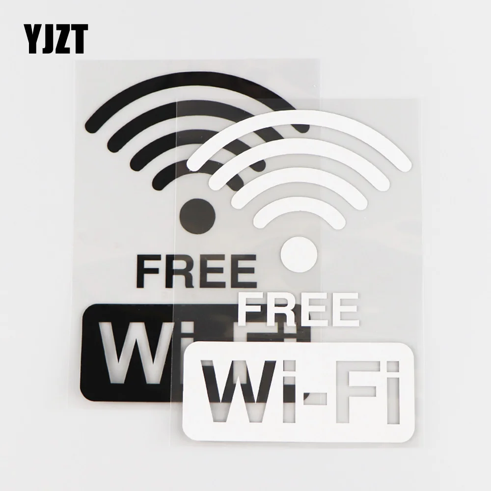 

YJZT 10X14,9 см виниловые наклейки с бесплатным Wi-Fi, интересные Мультяшные креативные черные/Серебряные наклейки для автомобиля 4C-0151