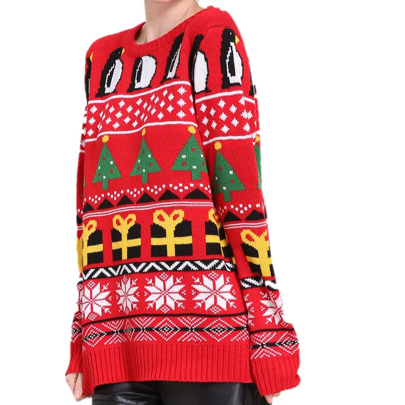 Рождественский вязаный свитер с пингвином милые рождественские пуловеры