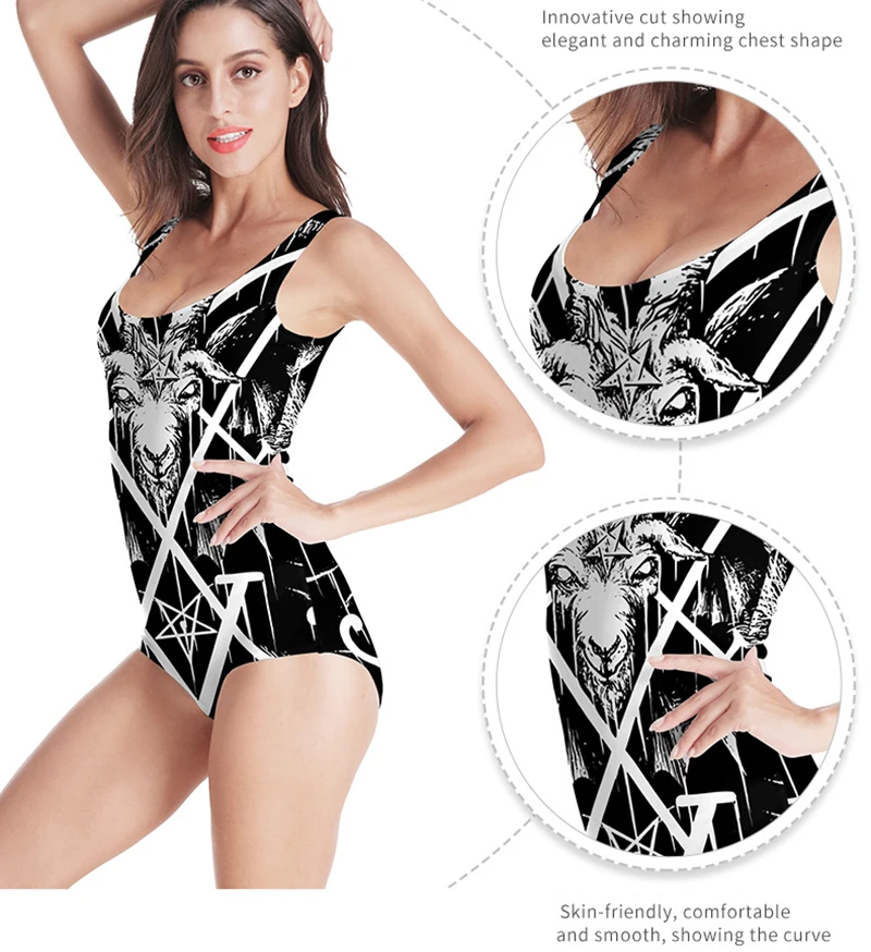Женский купальный костюм с козьей головой цифровая печать тонкая фитнес женский