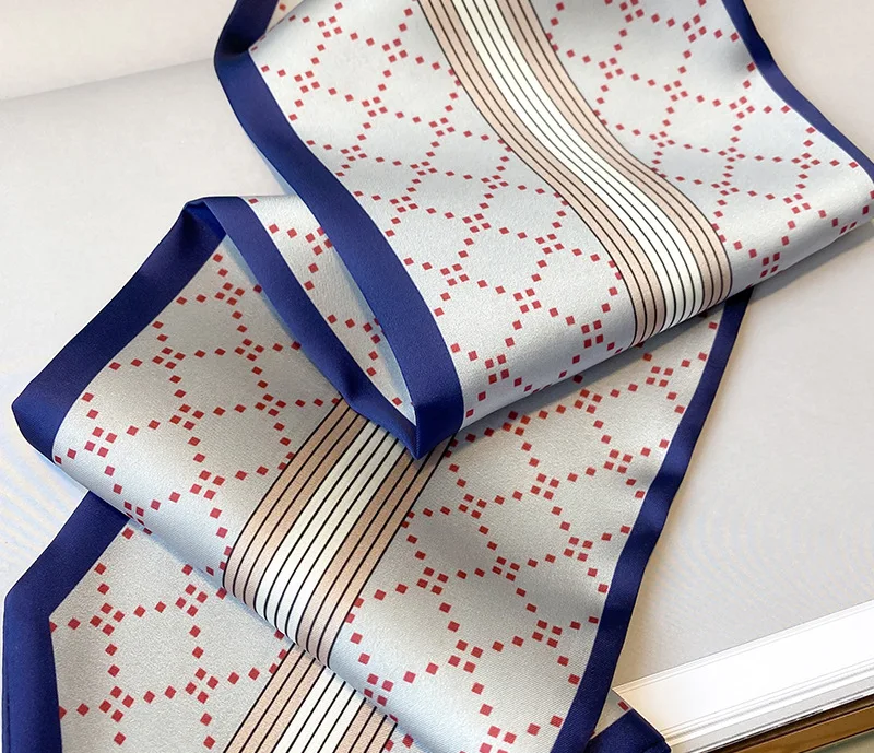 

2021 Beautiful Print Luxury Bag Strap Scarf Women Silk Scarf Fashion Head Scarf Headwear Long Scarves Bag Accessories Ribbon