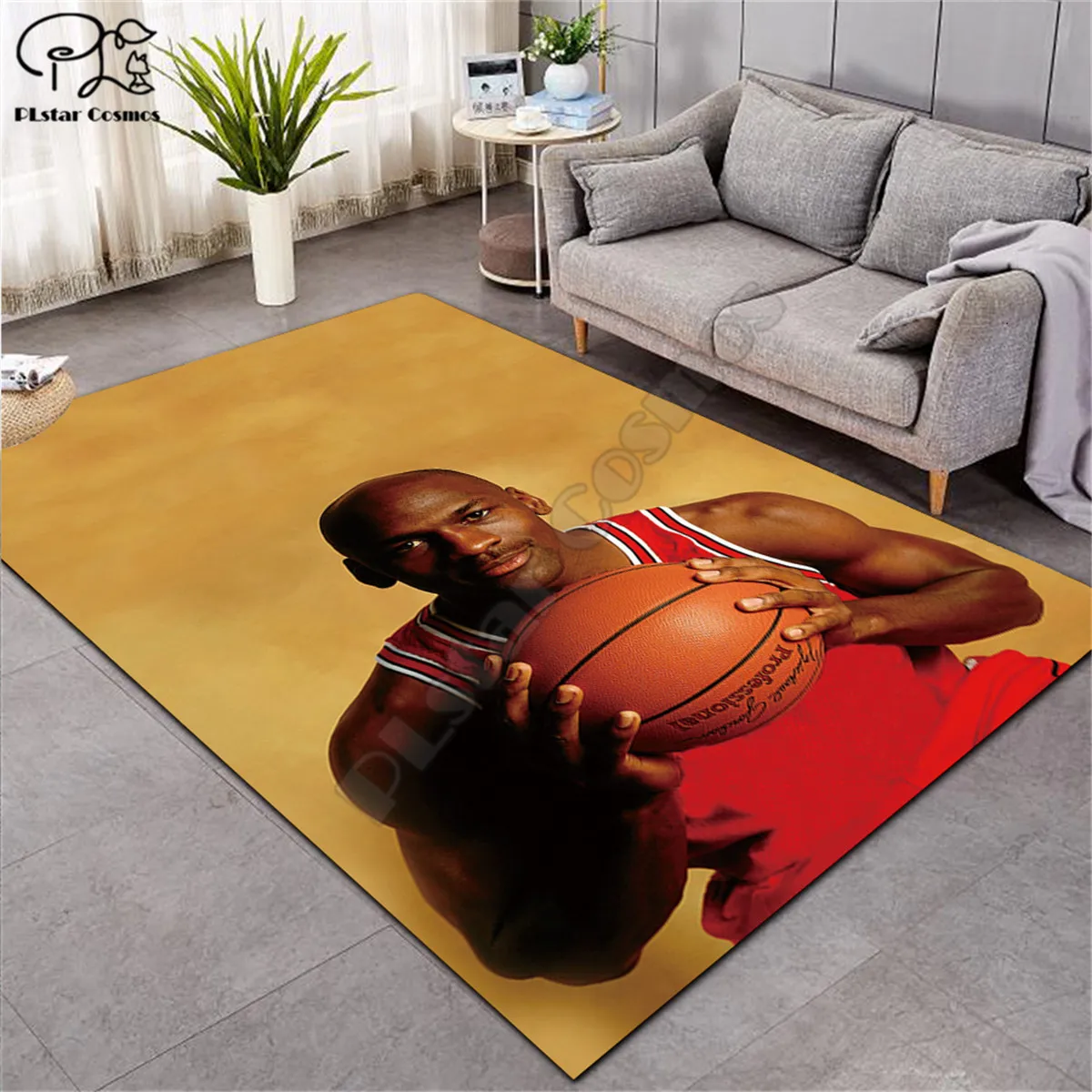 Коврик квадратный нескользящий с рисунком баскетбольной звезды 3D для столовой