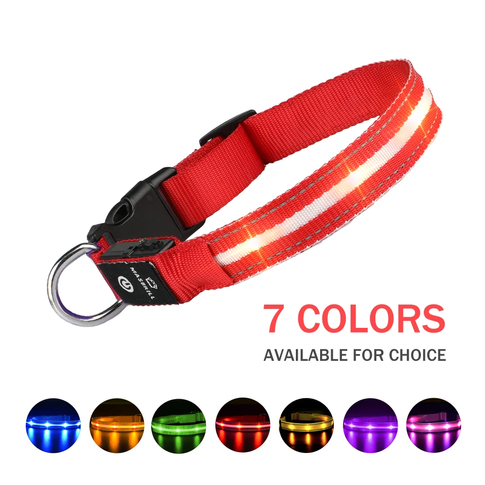Светящийся модный нейлоновый светящийся ошейник ожерелье с защитой от потери