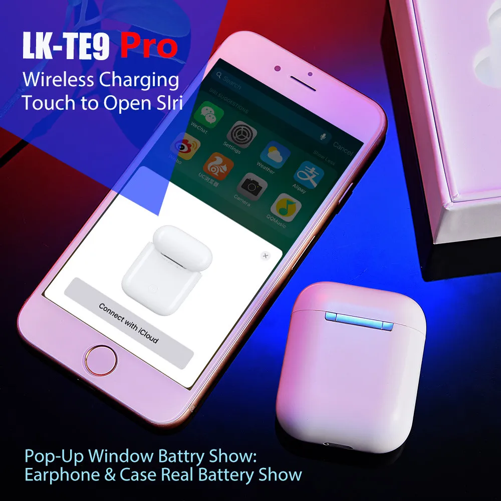 Lk te9 pro Наушники-вкладыши tws с w1 чип ecouteur Беспроводная связь bluetooth наушники Беспроводные спортивные наушники с зарядный чехол pk i200 наушники-вкладыши tws с i7s
