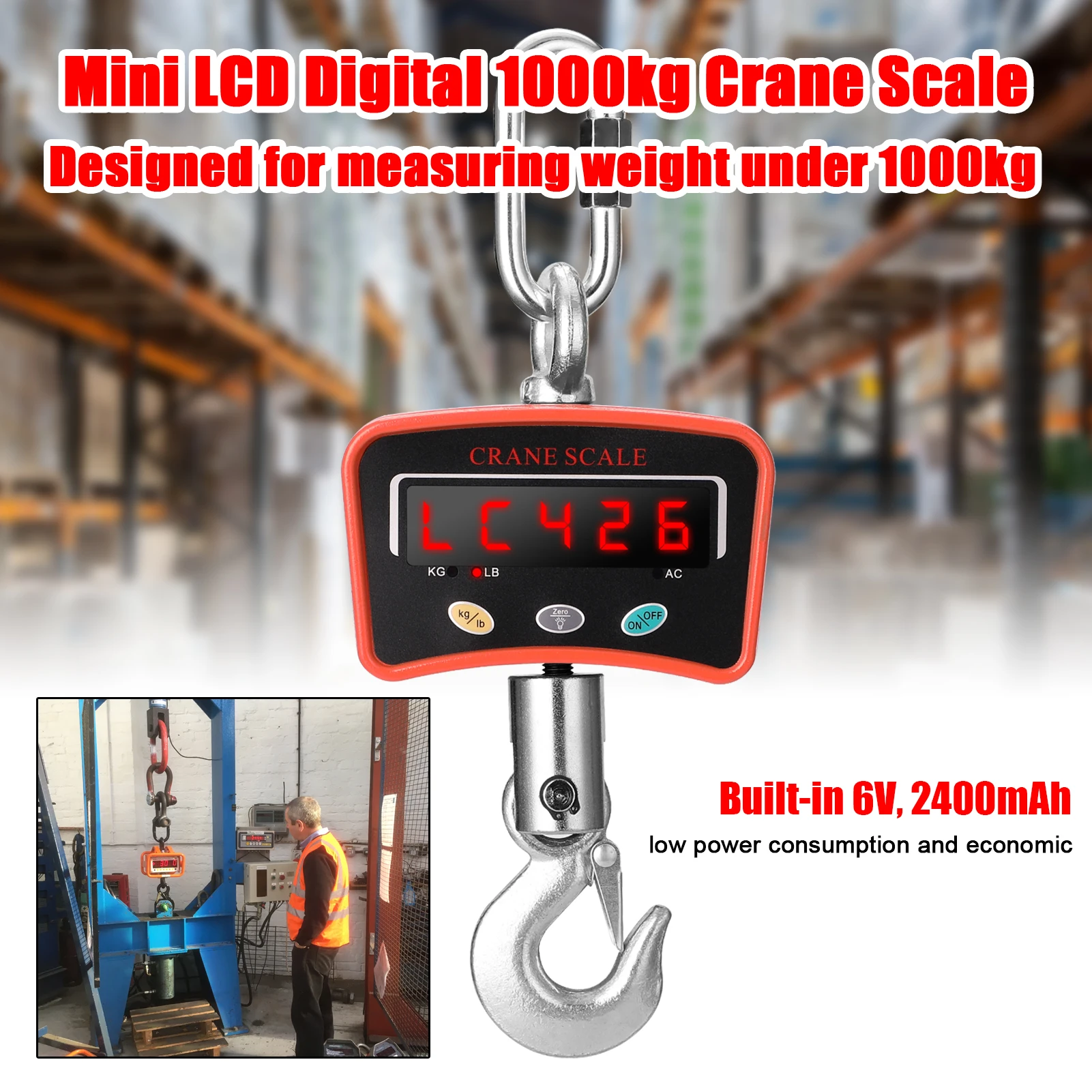 

Цифровые Мини-весы с ЖК-дисплеем, 1000 кг, портативные промышленные электронные тяжелые весы с крючком для подвешивания