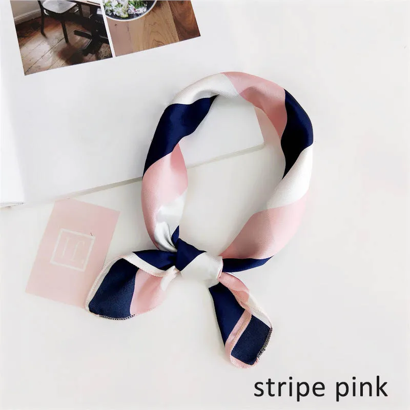 

50X50CM Fashion Women Square Scarf Multifunction Wraps Elegant Floral Dot Spring Summer Head Neck Hair Tie Retro Neckerchief