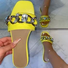 Женские шлепанцы; Летние сандалии с украшением в виде кристаллов; Женские шлепанцы; Пляжные шлепанцы на плоской подошве; Повседневная обувь с открытым носком; Вьетнамки размера плюс