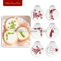 6pcsset christmas series snowman design cookies stencil coffee stencils template cake mold cake decorating tools bakeware