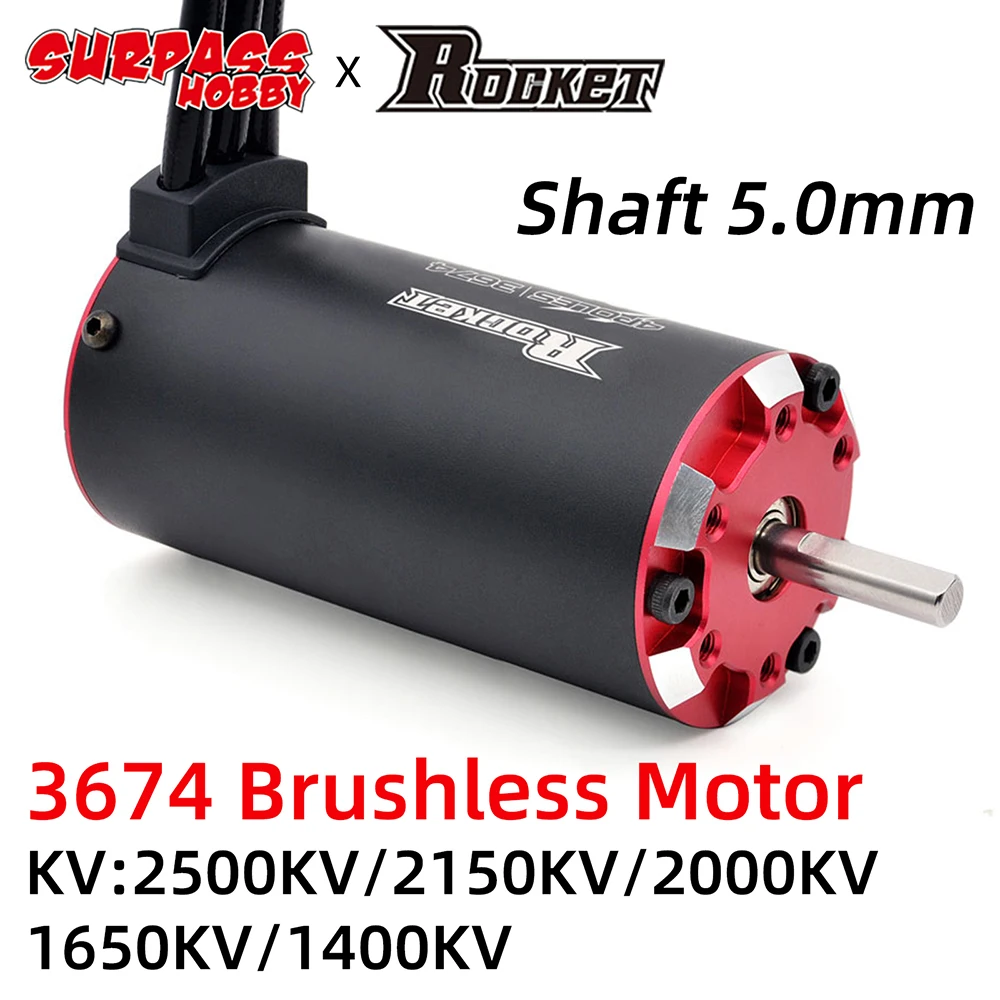 Бесщеточный двигатель Rocket 3674 1/8 кв 1/10 с датчиком температуры для Tamiya GTR Traxxas