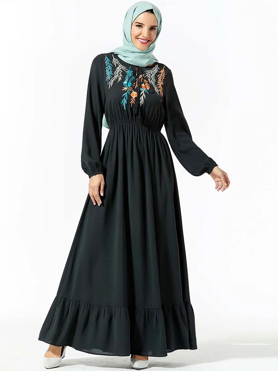 Абайя Черная Женская Дубай турецкий Пакистан Турция мусульманский хиджаб платье