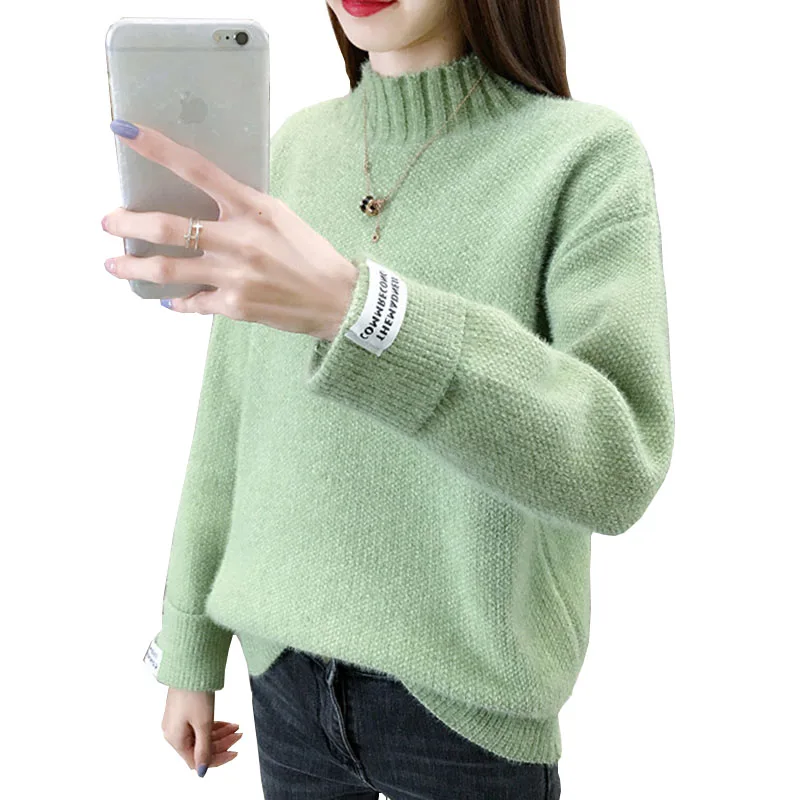 Теплый вязаный свитер для женщин на осень и зиму 2020 Женская водолазка с длинным