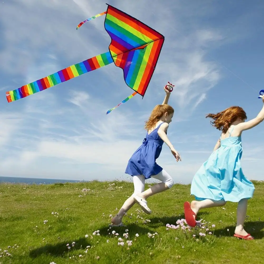 

Large Colorful Rainbow Kite Long Tail Nylon Outdoor Kids Toys Flying Kid with Kite Kites Line for Children Camping Gear