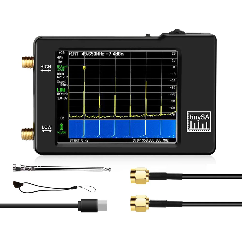 

TinySA Spectrum Analyzer New Version Handheld Tiny Spectrum Analyzer 2.8'' Touch Screen Portable Frequency Analyzer With Battery