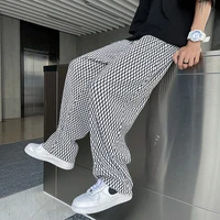 printed straight ice silk pants mens korean fashion loose casual pants mens streetwear all match wide leg mopping pants men