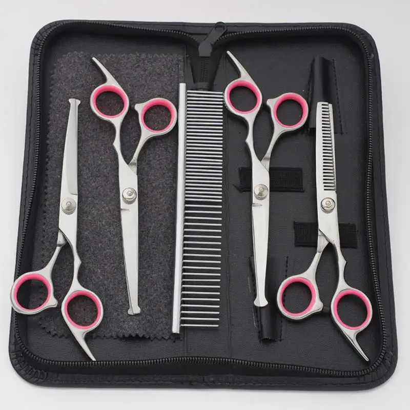 

Professional 7 Inch Pet Scissors Dog Grooming Comb Hair Remover Stainless Steel Pet Cat and Dog Haircut Tool 4/5 Sets