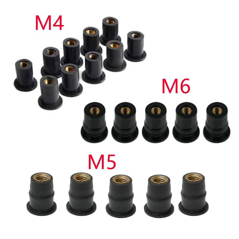 

50 шт. резиновые гайки M4/M5/M6 для лобового стекла мотоцикла