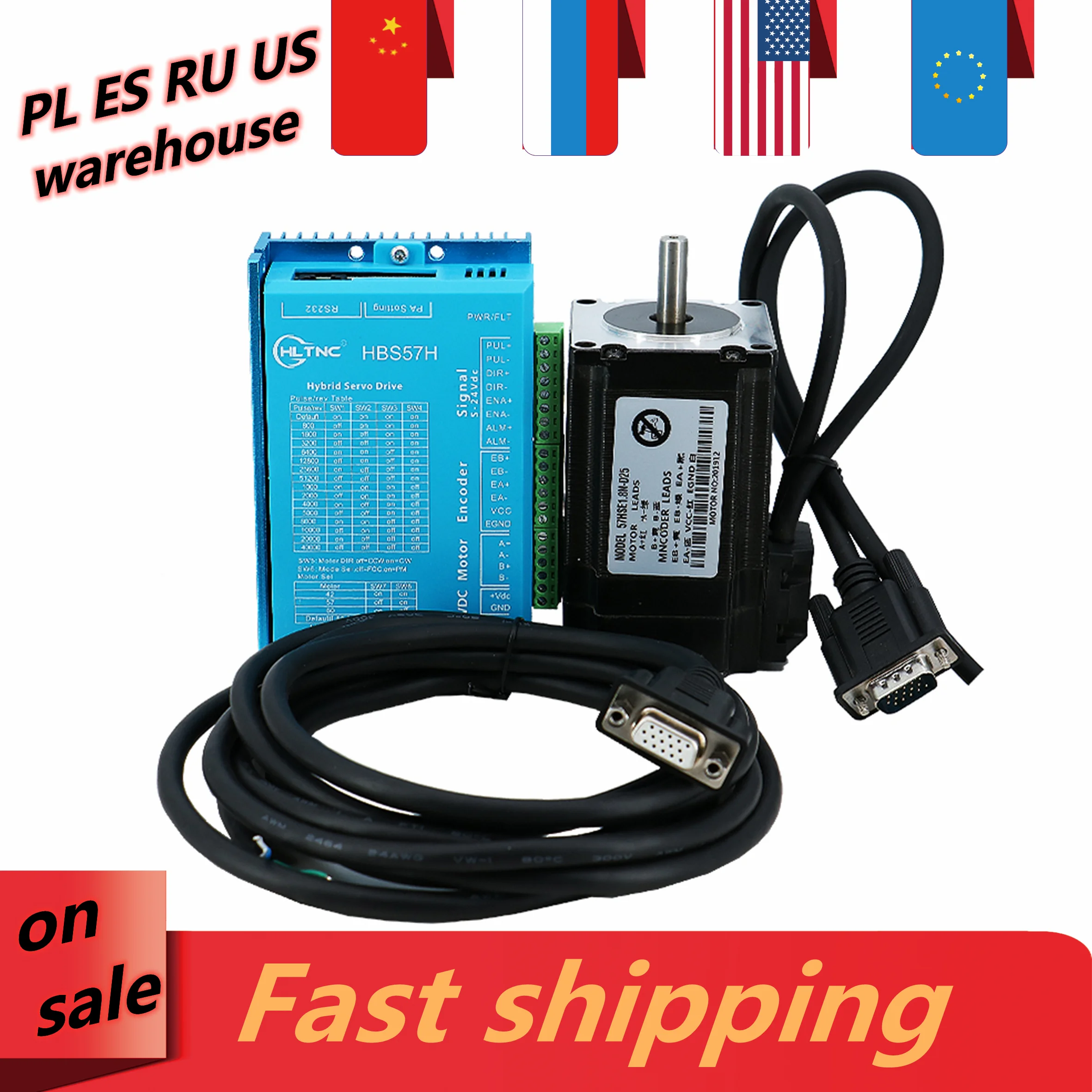 

Шаговый двигатель Nema23 285oz-in с закрытым циклом, 2,2 нм, 3 А + сервопривод HBS57H, 24-80 в + 3 метра, кабель энкодера для ЧПУ