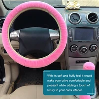 car steering wheel cover gearshift handbrake cover protector decoration warm super thick plush collar soft black pink women man