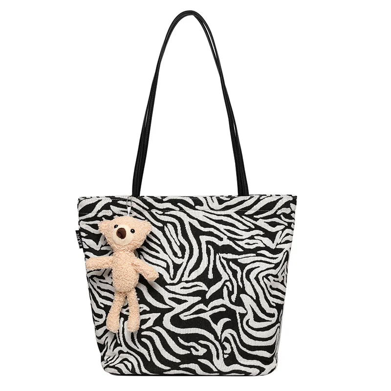 

Bag Women's Striped Large-capacity Canvas Bag Net Red One-shoulder Casual Portable Fashion Luxury Brand Designer Shopper A Bag