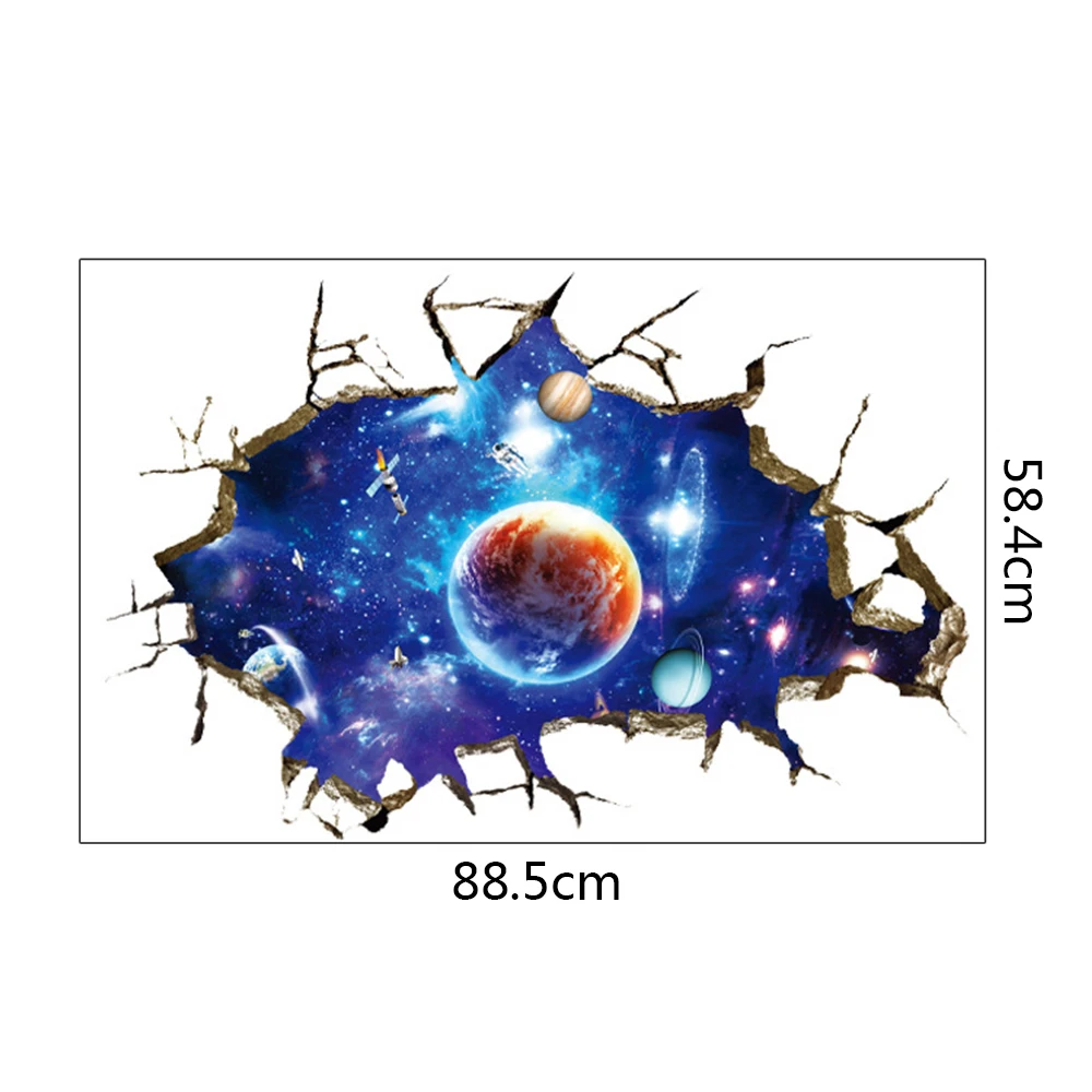 Наклейки 3D для украшения дома крутая Наклейка на стену сломанную космос планету