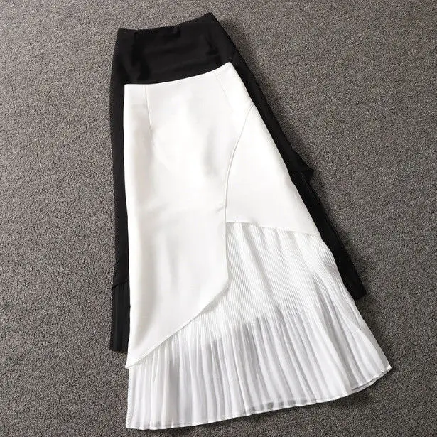 

Woman Super fairy summer skirt 2021 Korean version of the new fashion chiffon stitching long a-word goddess fan pleated skirt