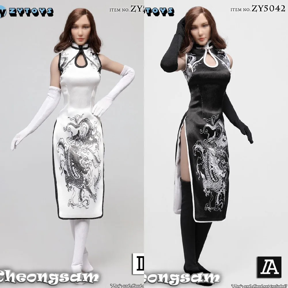 Костюм Cheongsam облегающей юбкой в стиле хип хоп для 1/6th печатных платье ZY5042 подходит