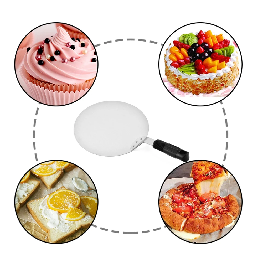 

1PC Stainless Steel Pizza Shovel Multifunction Shovel Cooking Cake Lifter Transfer Tray For Home Kitchen ( Round )