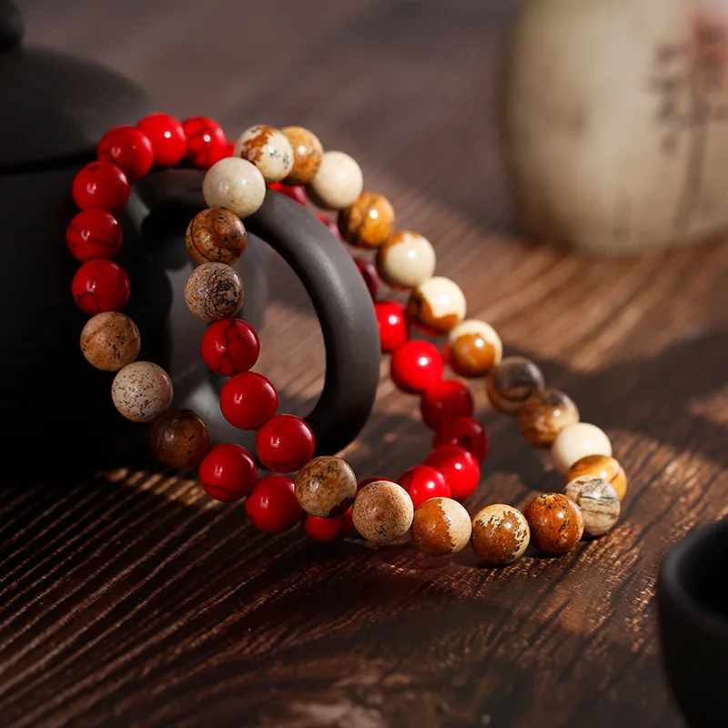 Браслеты для мужчин и женщин ювелирные украшения из натурального красного