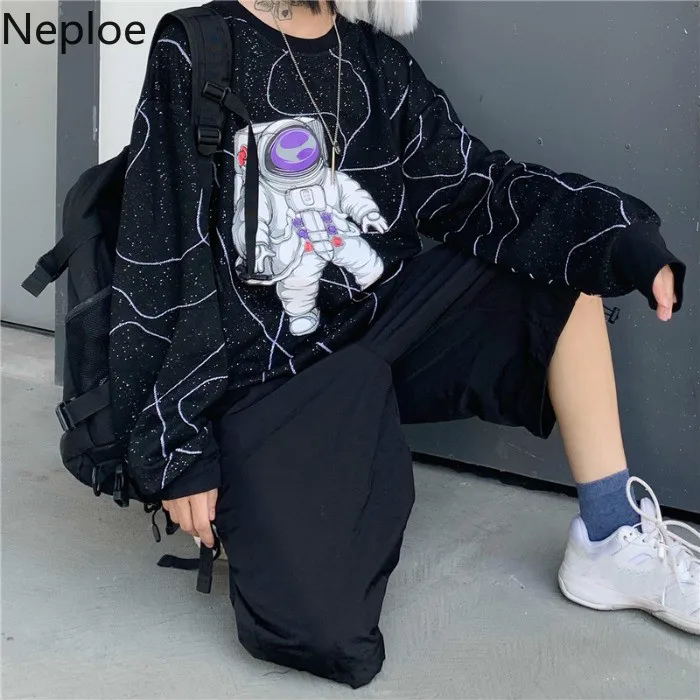 Neploe Harajuku астронавты печати свободная толстовка с капюшоном женская мужская