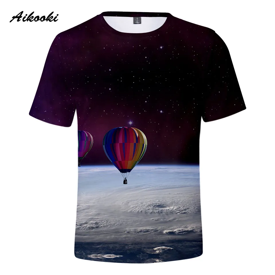 

Космической галактики футболки мужские/женские летние футболки с короткими рукавами футболка для мальчиков и девочек 3D на воздушном шаре к...