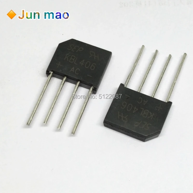 

10PCS 4A 600V Diode Bridge Rectifier kbl406 KBL406 DIP4 Copper Foot Flat Bridge KBL 406 New Hot