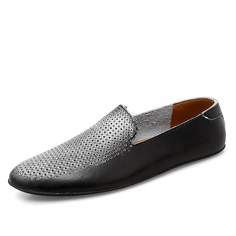 

Мужские летние дышащие лоферы с перфорацией, Лаконичные кожаные повседневные туфли на плоской подошве, минималистичные туфли для мужчин, о...