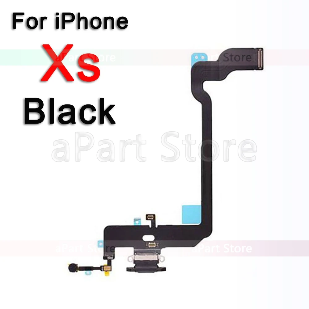 Нижняя док-станция для зарядки для iPhone Xs Max X XR 7 8 Plus USB зарядное устройство Порт платы док-станция разъем микрофон гибкий кабель Замена - Цвет: For iPhone Xs Black