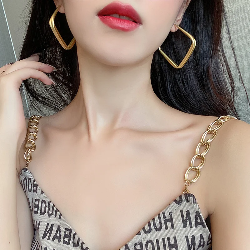 

Exaggerated temperament geometric Square Earrings 2021 new fashion design light luxury Earrings women