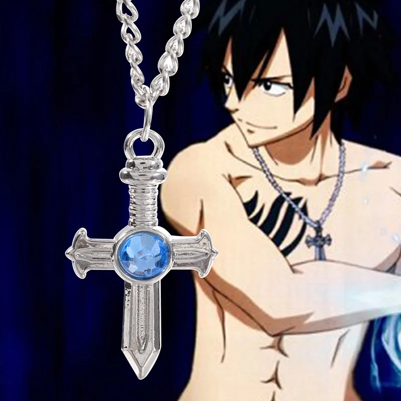 Аниме Сказочный хвост серый Fullbuster ювелирные изделия крест ожерелье подвеска