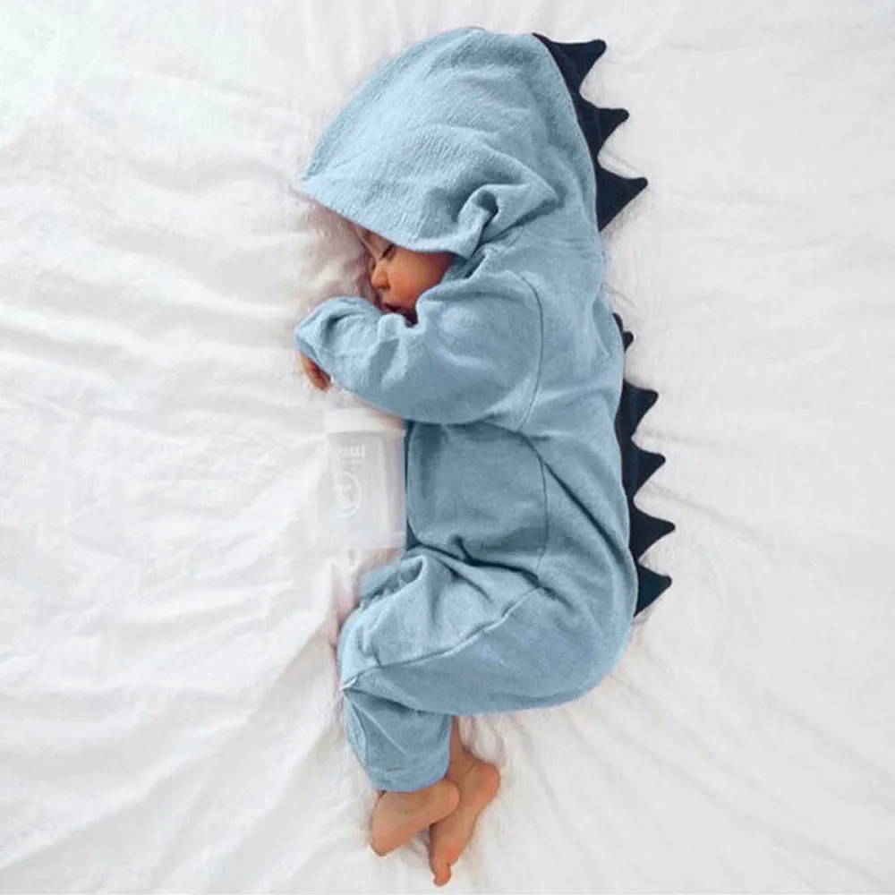 2020 fashion baby girl clothes solid romper dinosaur hooded jumpsuit boy 3/18M для новорожденных t5 | Детская одежда и