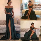 Вечернее кружевное платье в пол, с аппликацией, эластичное, с открытыми плечами, с разрезом, 2021